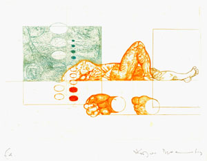 Roger Descombes, Le Repos du Guerrier, 1974 - gravure technique mixte