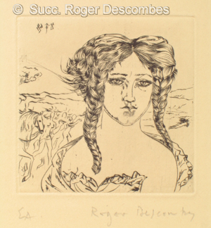 Roger Descombes, Absence du Guerrier, 1968 - gravure pointe sèche